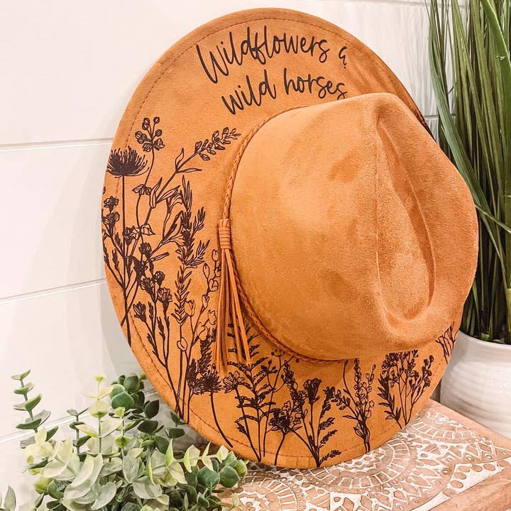 Willie & Dolly Designs - Wholesale Fedora - Women's - Engraved Floral Horse Hat