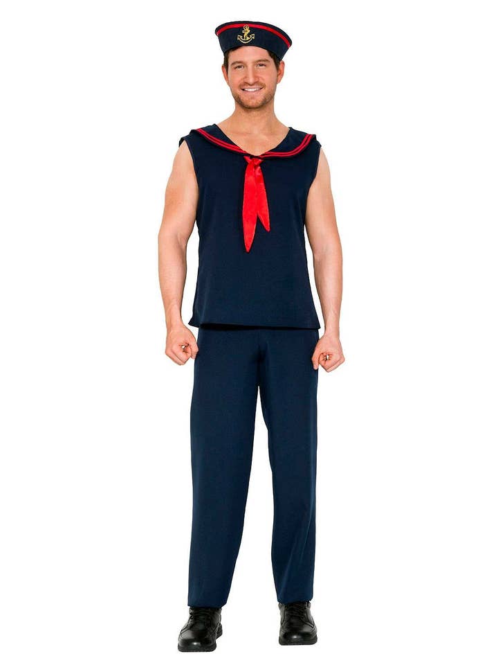 Lingerie Mart - Vente Déguisement – homme - Music Legs 3 pièces Chemise sans manches noire à col marin2