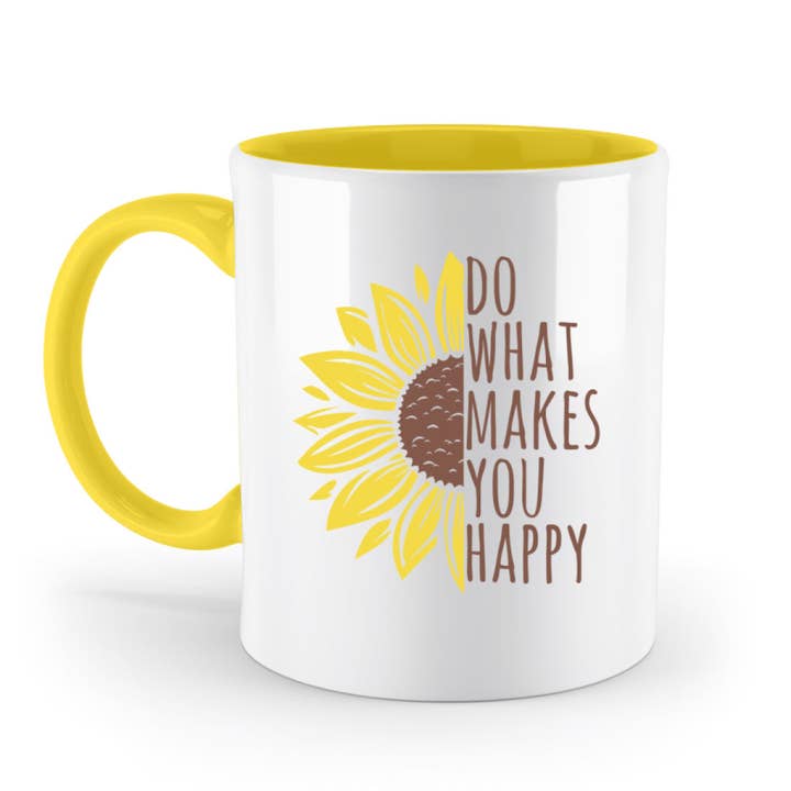Yellow Do what makes you happy - mug for wholesale on Faire1