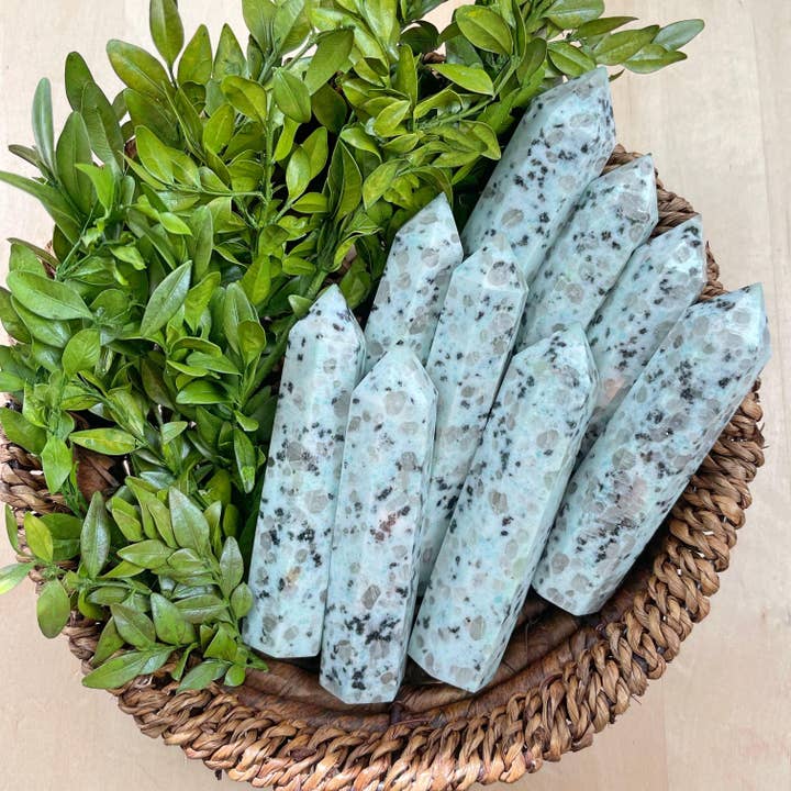 2-3inch Kiwi Jasper Point for wholesale by Ewelina Pas Jewelry