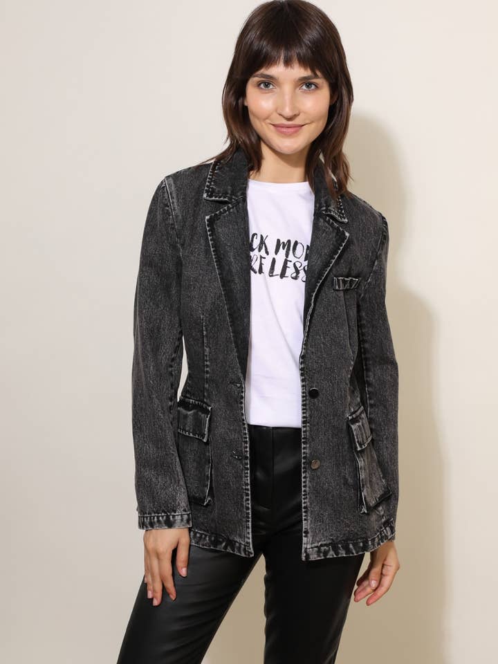 BLAZER DE GANGA BRANQUEADO 5089 por atacado de Daphnea