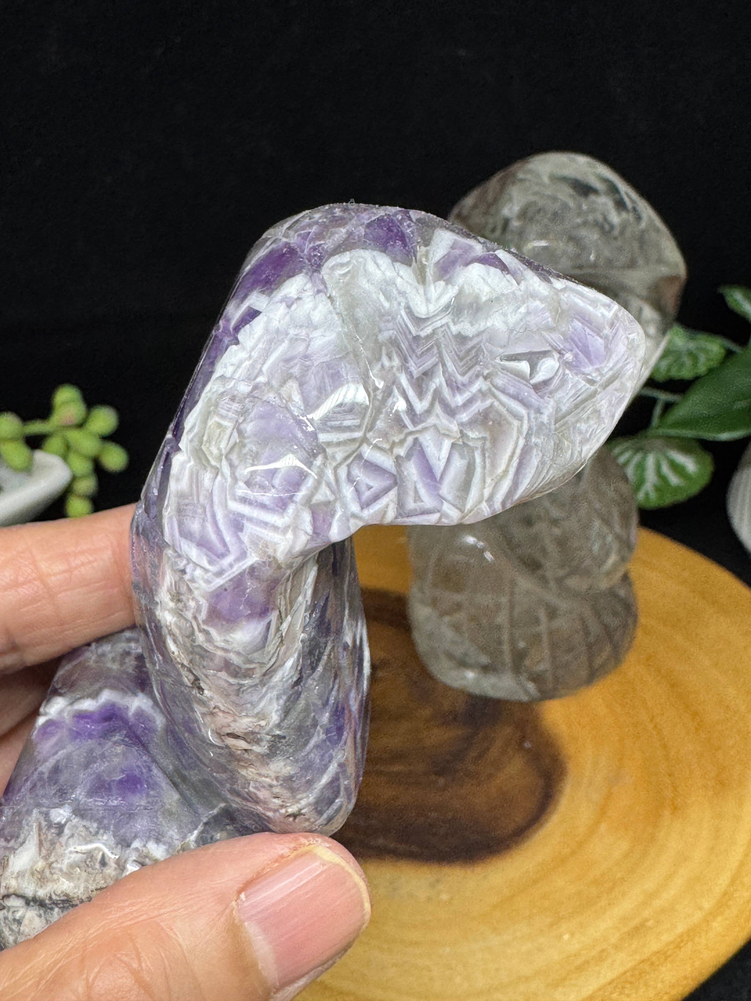 The 7 Directions - Wholesale Spiritual Stone/Crystal - 2 pc Snake Cobra bundle amethyst lodolite G78917