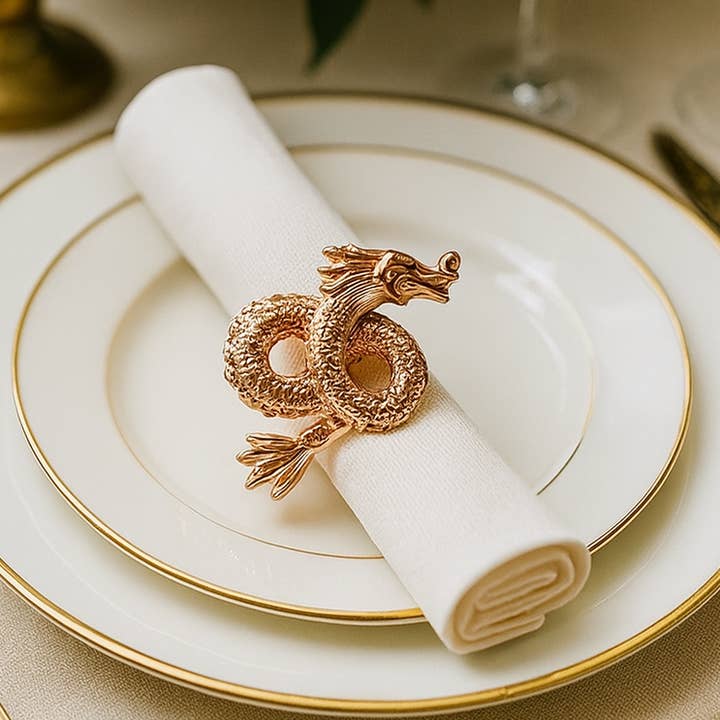 Rose Gold Dragon Metal Napkin Holder Ring for wholesale by Fennco Styles