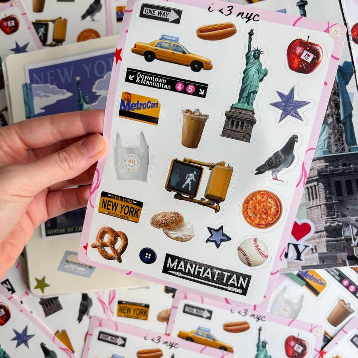 ReggieDesignCo - Wholesale Sticker - New York Junk Journal 5x7 Sticker Sheet5