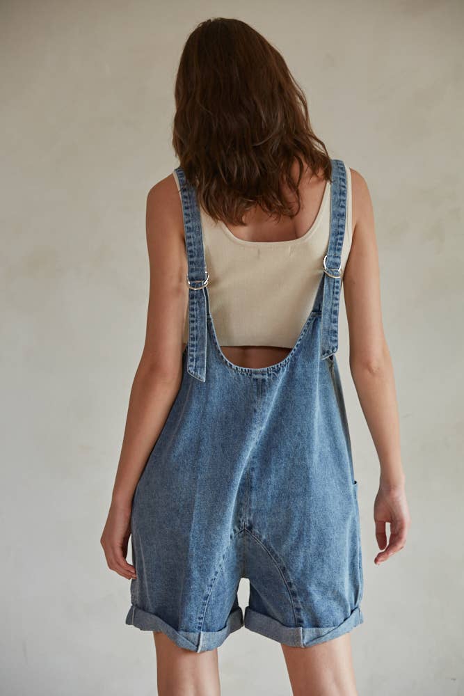 BD299 | Denim Wide Leg Overalls Romper for wholesale on Faire3
