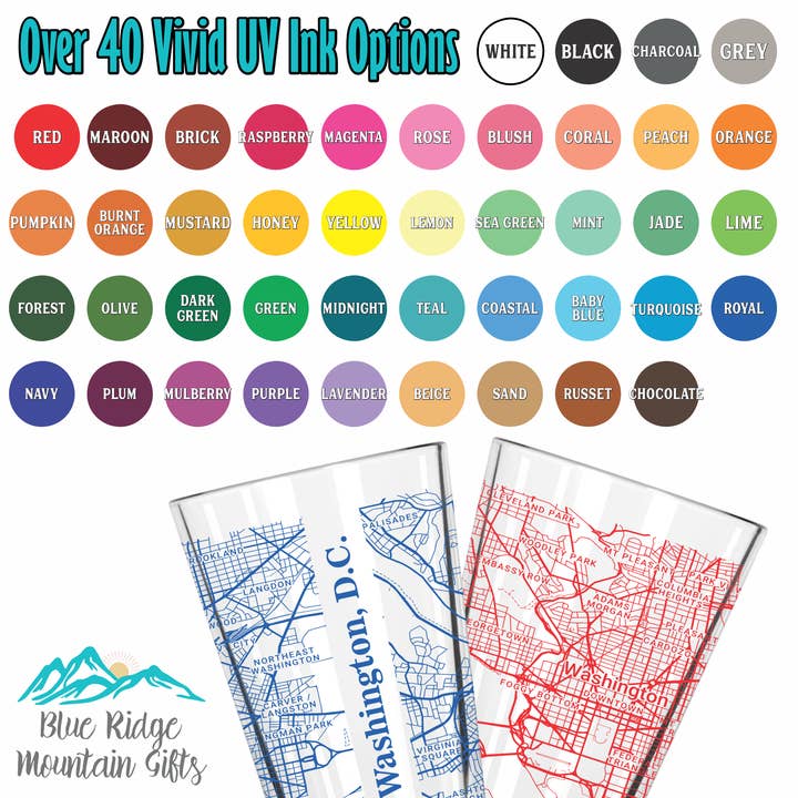 Blue Ridge Mountain Gifts - Wholesale Beer Glass/Mug - Cincinnati OH Map Glass - Select from over 40 Colors1