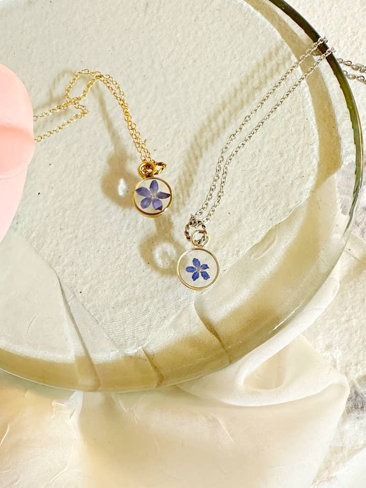 Forget me not Purple flower charm Necklace for wholesale by GG Jewels Blooms