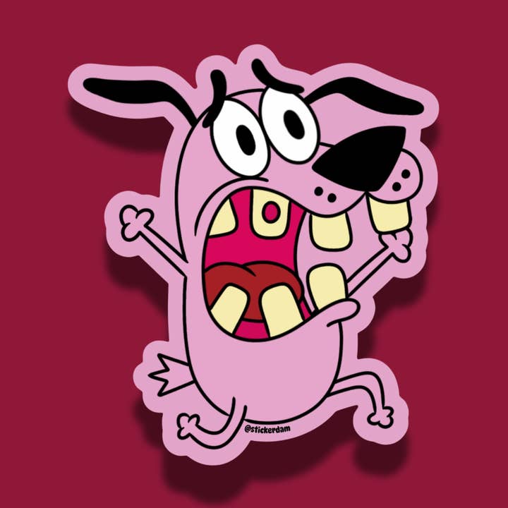 Modige den fega hunden | Vinylklistermärke för wholesale av Sticker Dam