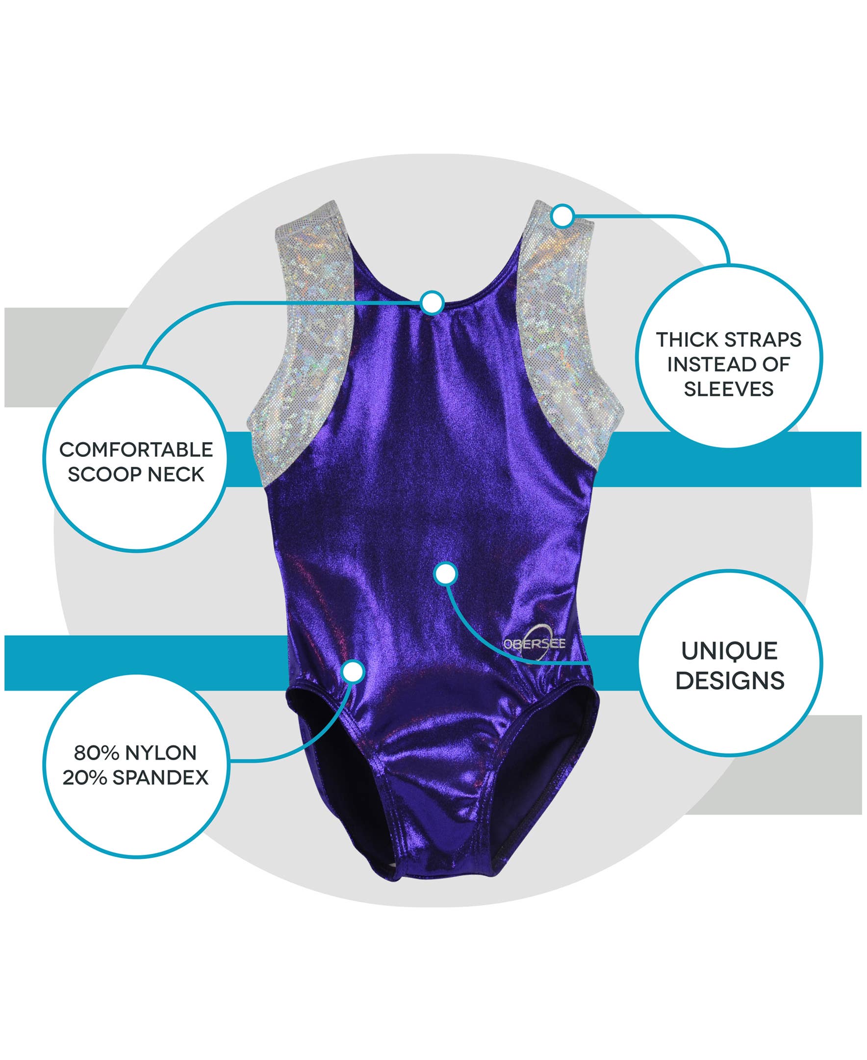 Obersee - Wholesale Leotard - Kids - Girl's Gymnastics Leotard - Cross Back Purple4