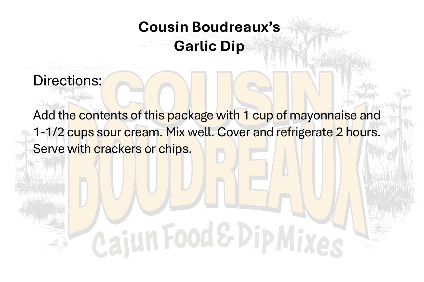 Cousin Boudreaux's Cajun Foods - Wholesale Dip - Cousin Boudreaux's Cajun Garlic Dip Mix2