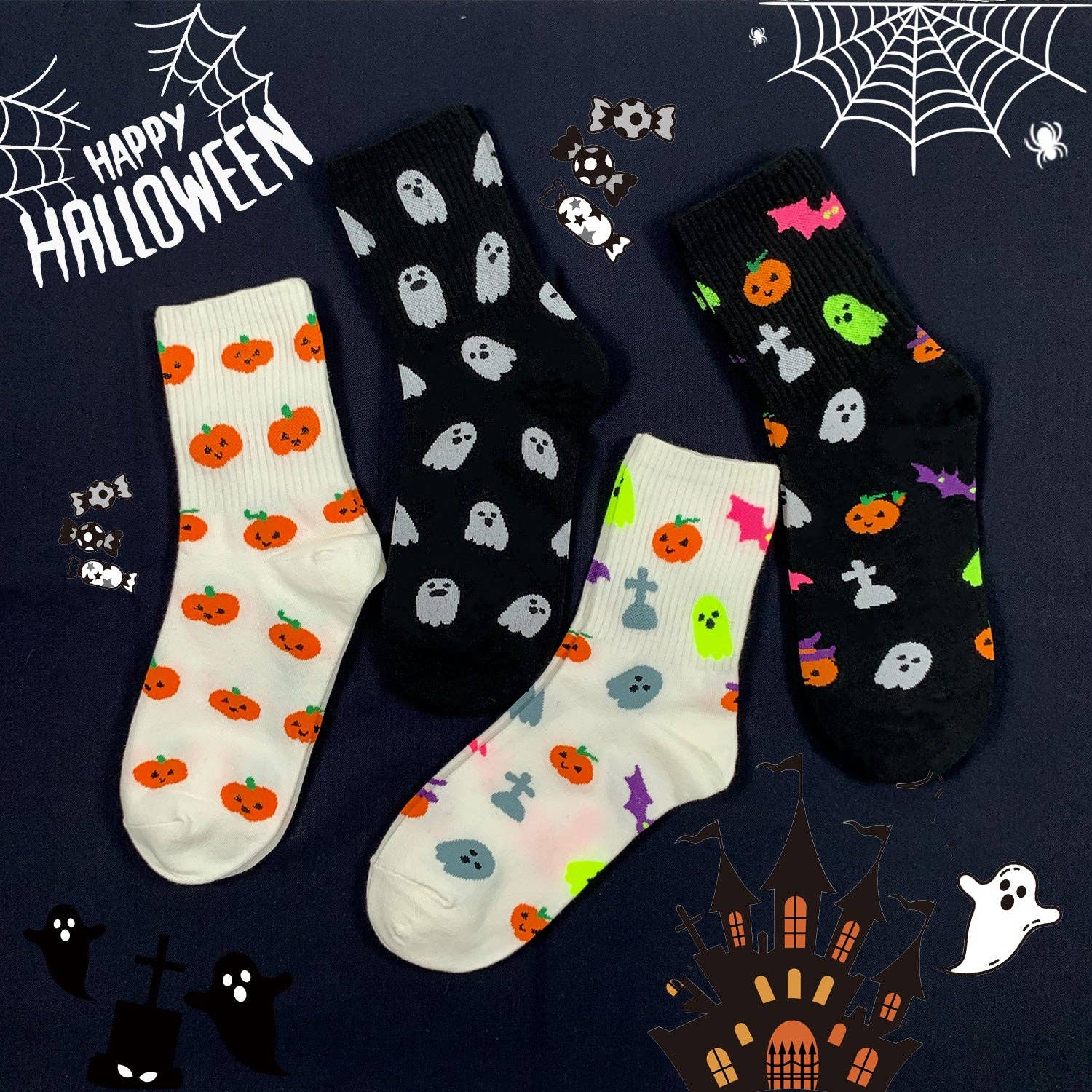 7DAYSSOCKS - Wholesale Socks - Women's - Women's Crew Halloween Emoticon Socks9