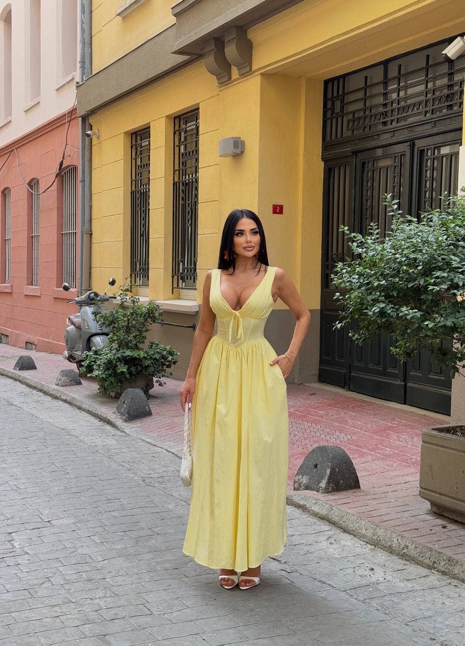 Standpoint Top – Vestido - Mulher por atacado – Vestido Riviera Maxi – Corpete – Laço Frontal – 120112