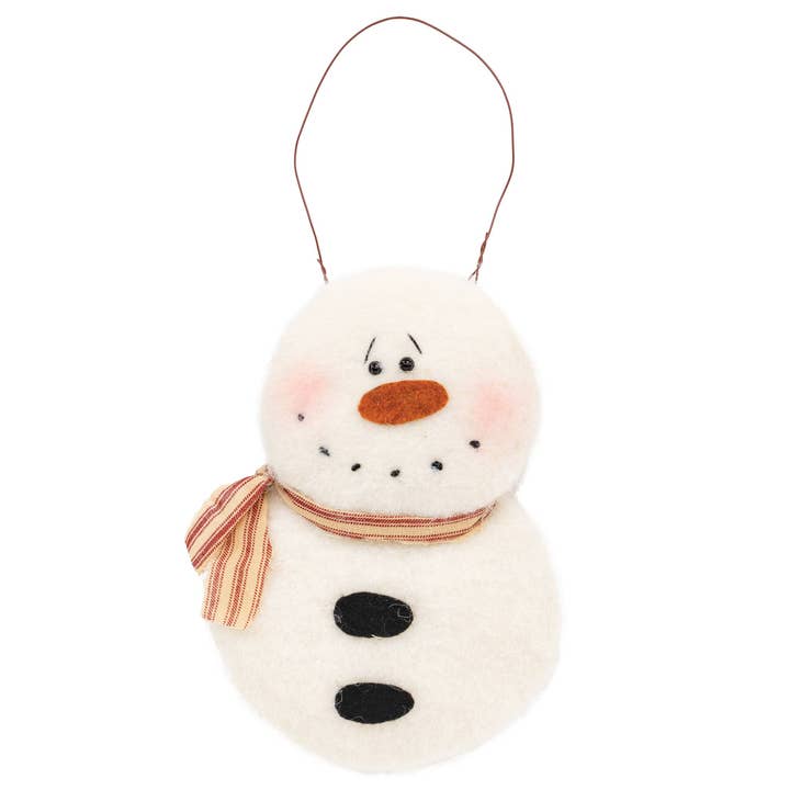 Fleece Snowman Hanger w/Red Ticking Scarf - 8"H for wholesale by CWI Gifts