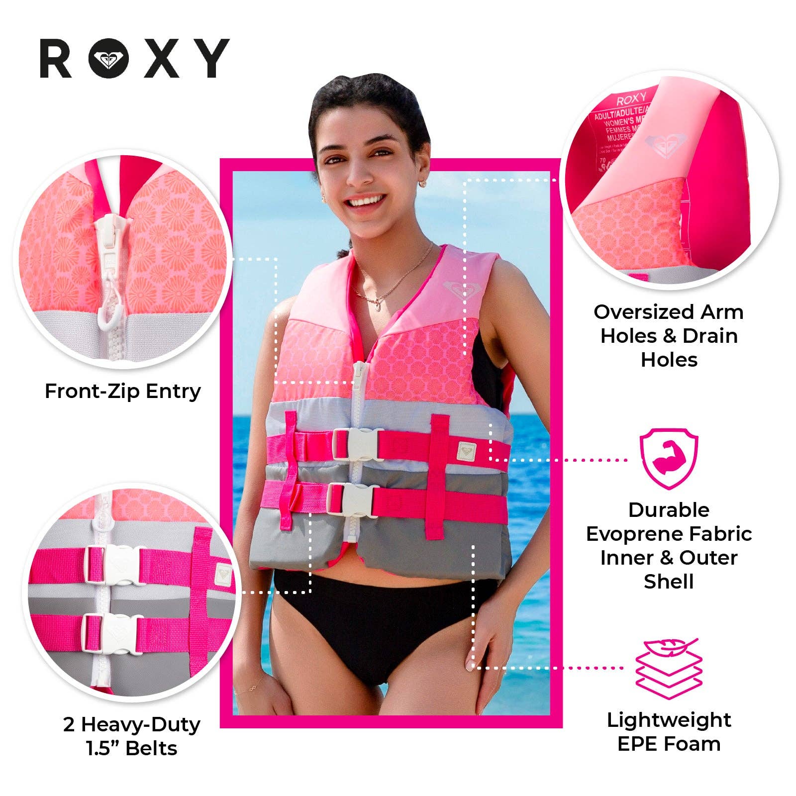 Sixale - Wholesale Life Jackets - Kids & Baby - ROXY USCG Approved Women’s Life Vest for Boating, Fishing & Kayaking3