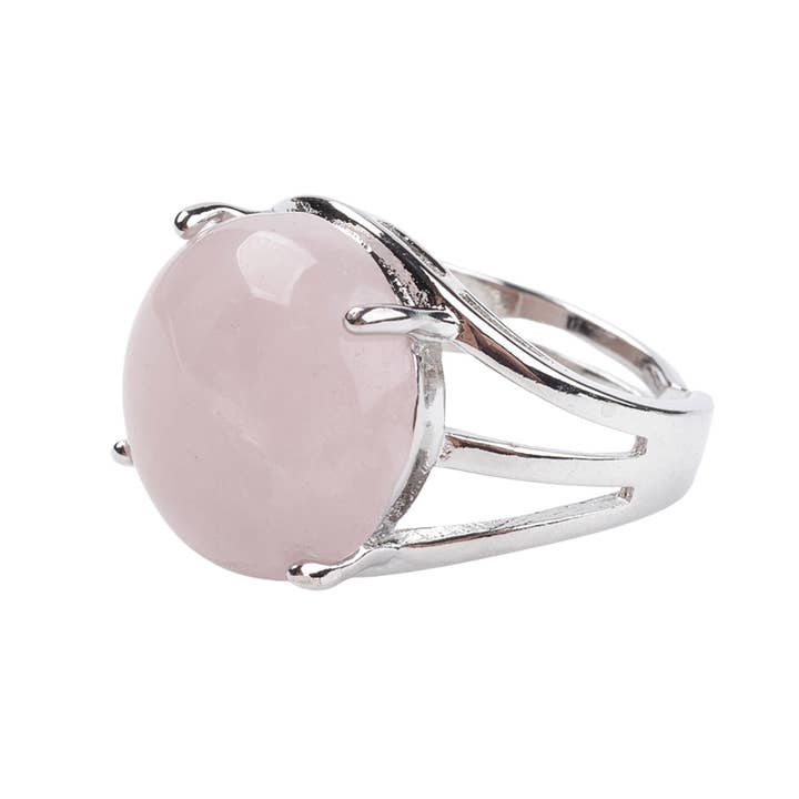 VIE - Wholesale Cocktail/Statement Ring - Adjustable Silver-Plated Ring, with Large Circular Gemstone30
