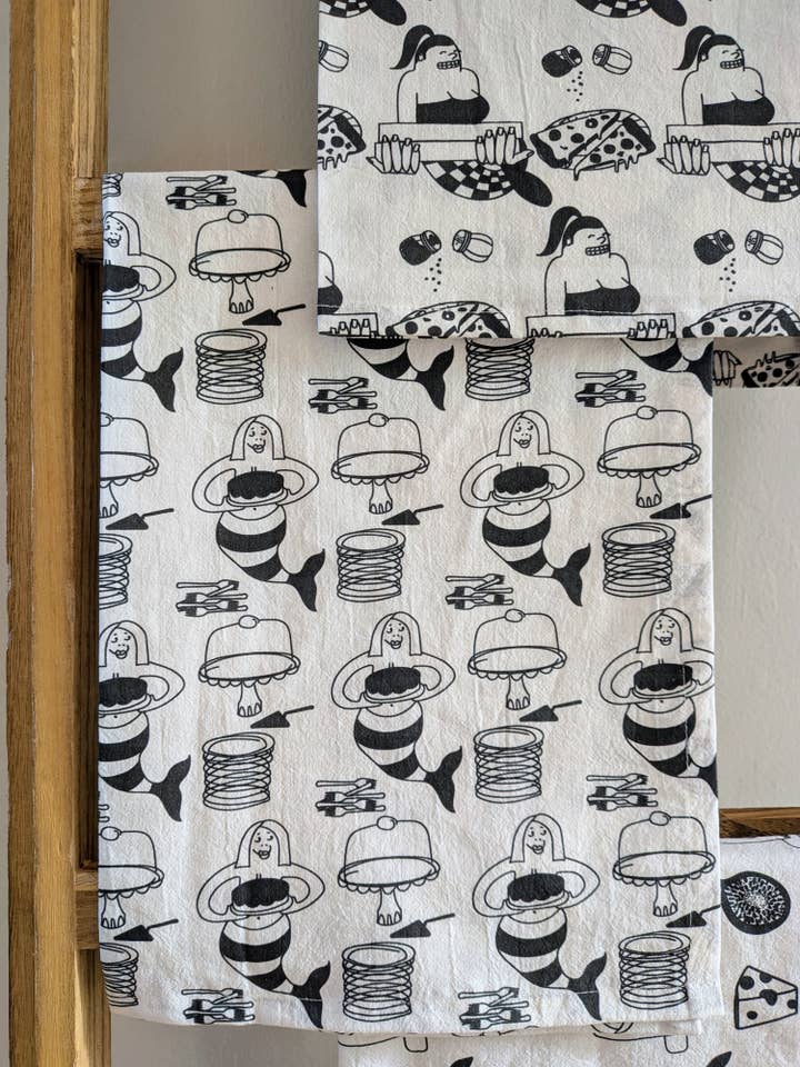 Sweet Mermaid kitchen tea towel for wholesale by Harmony Art Shop