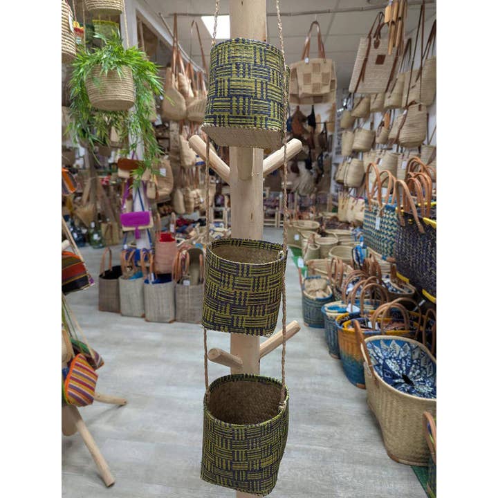 Boutique Huléti - Wholesale Hanging Planter - Hanging baskets in Rabane to hang / Spice rack, hanging plants or various storage - 7 COLORS to CHOOSE - HANDMADE5