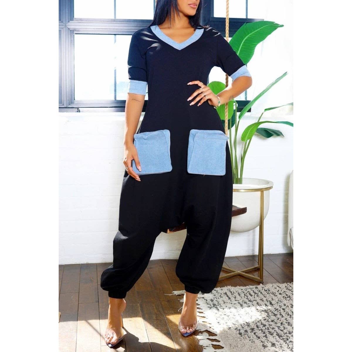 DORCAS – Engroshandel Jumpsuit - Dame – HALV PAKKE DENIM ACCENT JUMPSUIT1