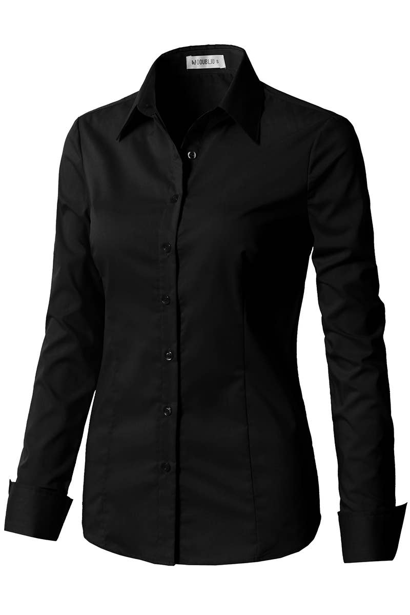 NINEXIS - Vente Chemise à col boutonné – femme - CWTDSL028_Chemises à col boutonné à manches longues6