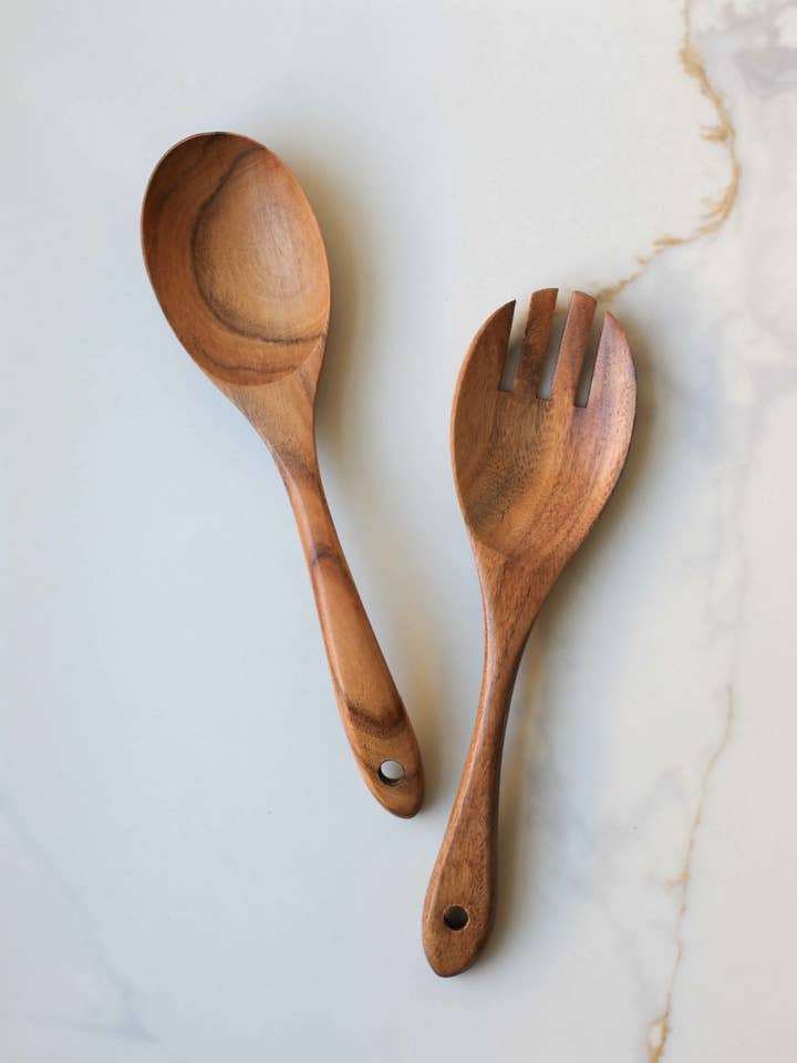 Wood Salad Spoon and Fork for wholesale by Fodory