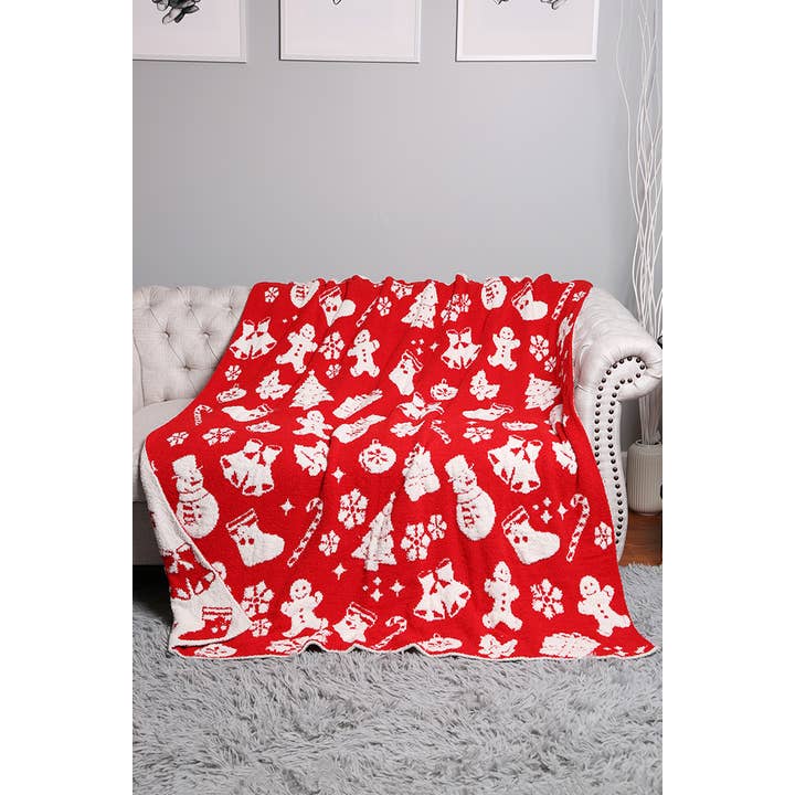 Hana - Wholesale Throw Blanket - X-MAS Holiday Reversible Christmas Throw Blanket