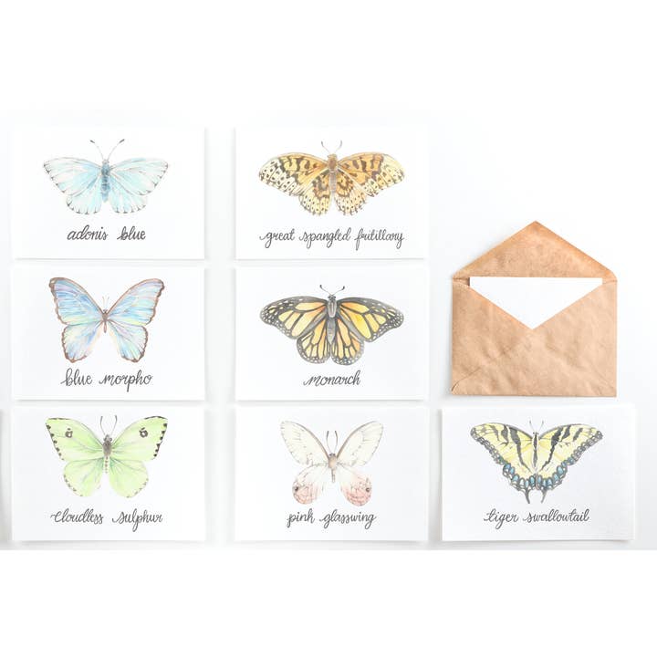 Butterfly Note Card Set for wholesale by Erica Catherine Illustration