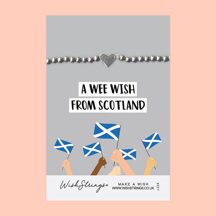 WishStrings - Wholesale Charm/dangle bracelet - A Wee Wish, from Scotland - Heart Beaded Bracelet - J224