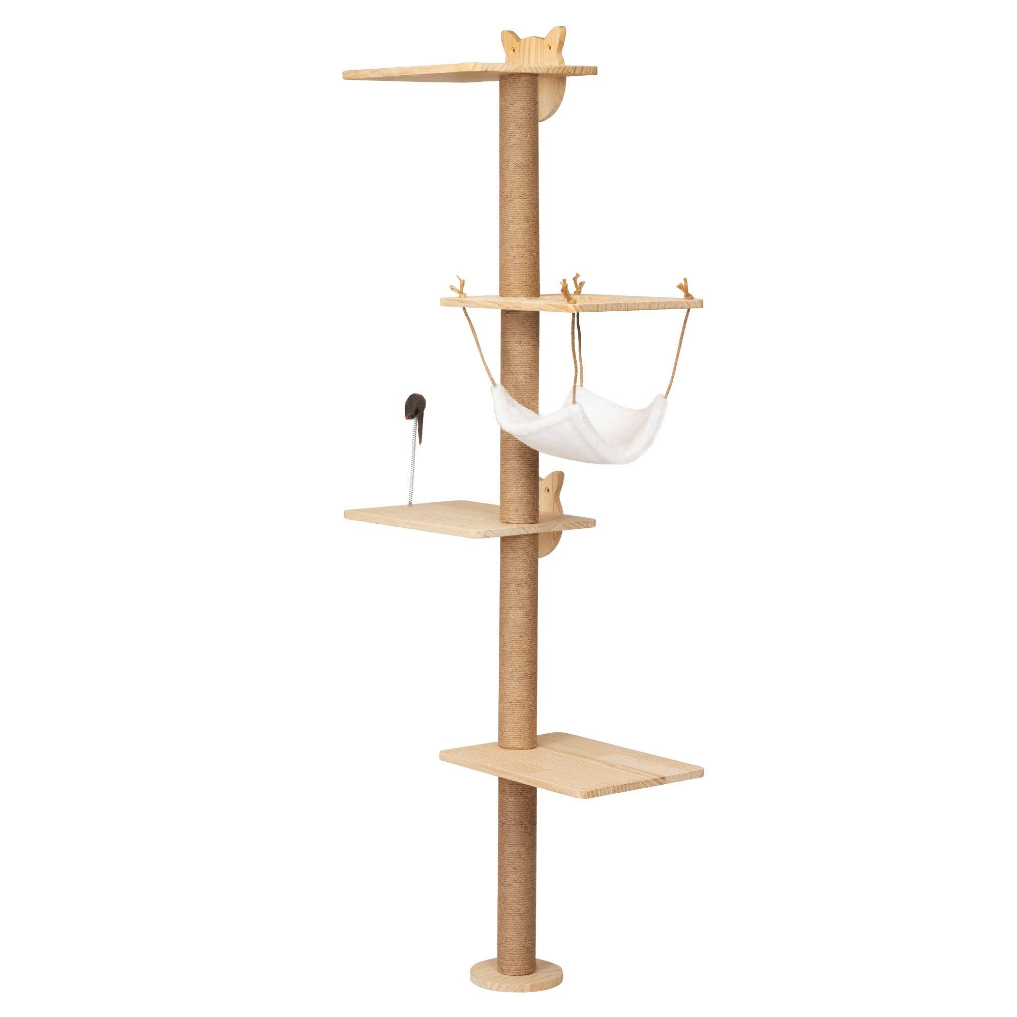 Burlywood Wall-Mounted Cat Scratching Pad for Small to Large Cat, Indoor Wood Cat Tree with Hammock, Cat Scratcher Perch for wholesale on Faire3