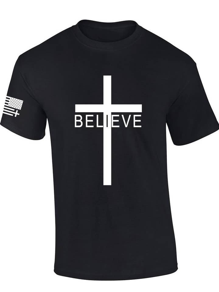 Maglietta SS Croce di Gesù Credente per la vendita all'ingrosso da parte di Trenz Shirt Company