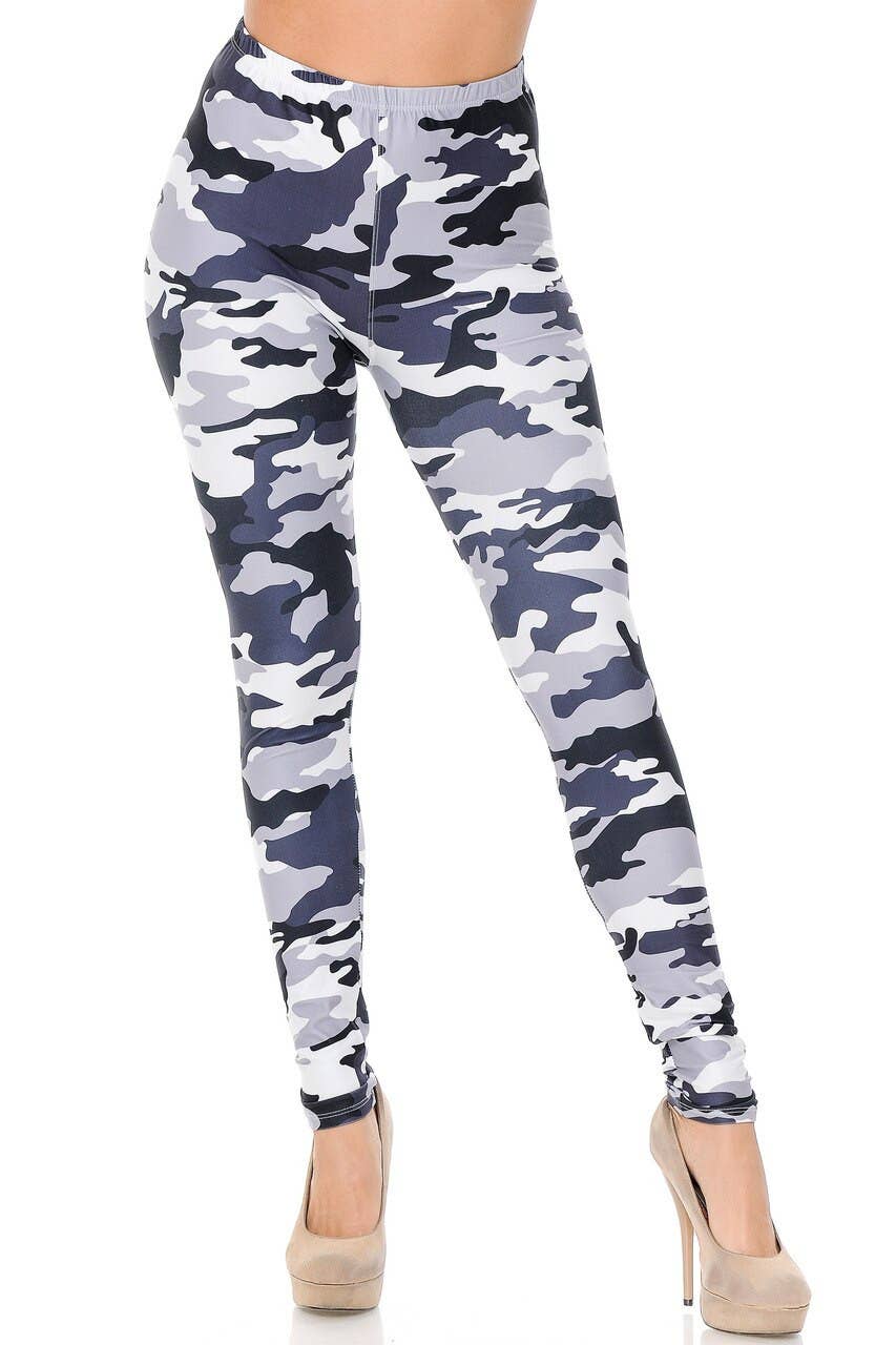 USA Fashion - Vente Legging tendance – femme - Legging de camouflage noir et blanc doux et crémeux2