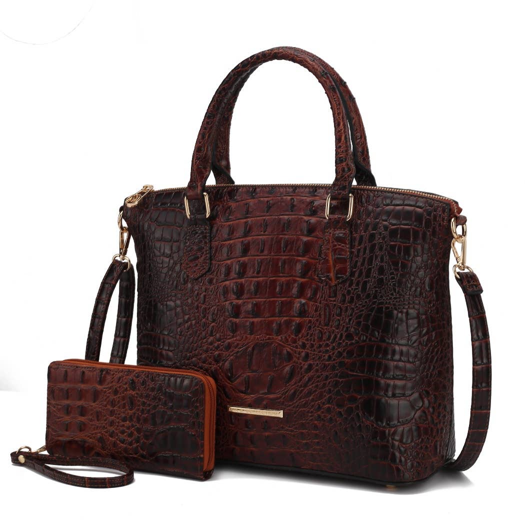 MKF Collection - Wholesale Tote Bag - Women's - MKF Collection Liora Croc Embossed Tote and Set Handbag.13