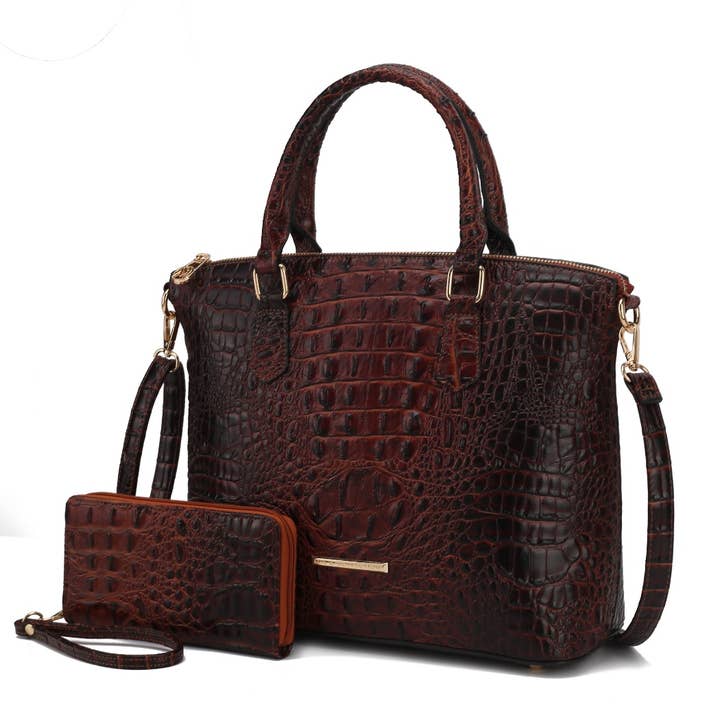 MKF Collection - Wholesale Tote Bag - Women's - MKF Collection Liora Croc Embossed Tote and Set Handbag.12