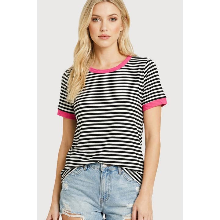 STRIPED SHORT SLEEVE TOP for wholesale by STACCATO