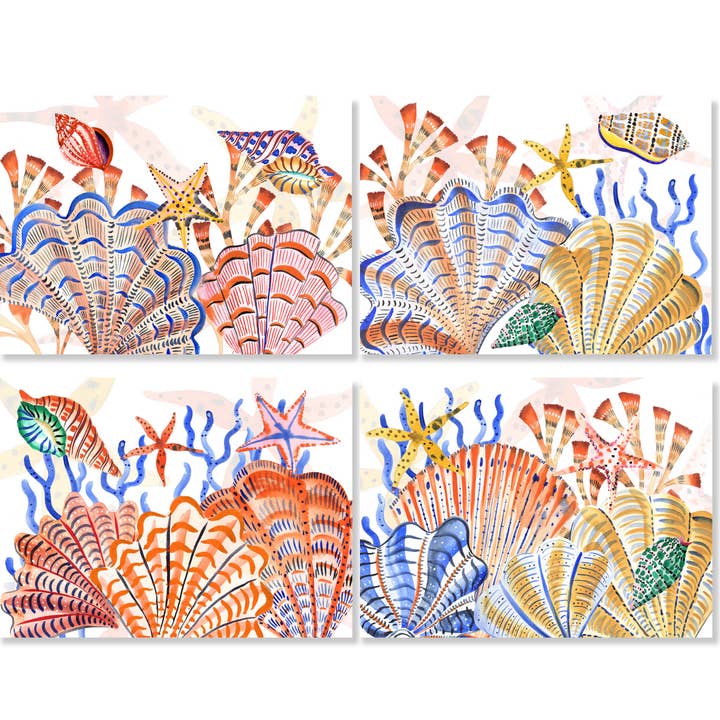 Set van 4 Satijnen Placemat Shell Bay 100% Gemaakt in Italië voor wholesale door The Napking