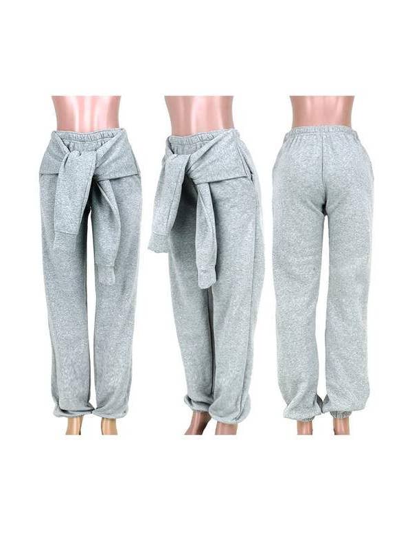 Queen Fashion - Wholesale Pants - Women's - solid knot front sweatpants8