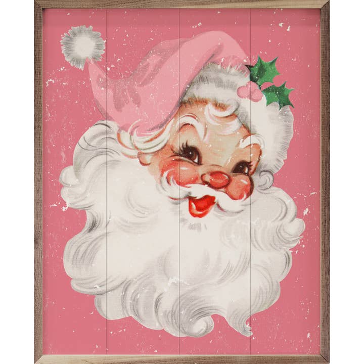Kendrick Home - Wholesale Christmas Wall Art - Pink Santa