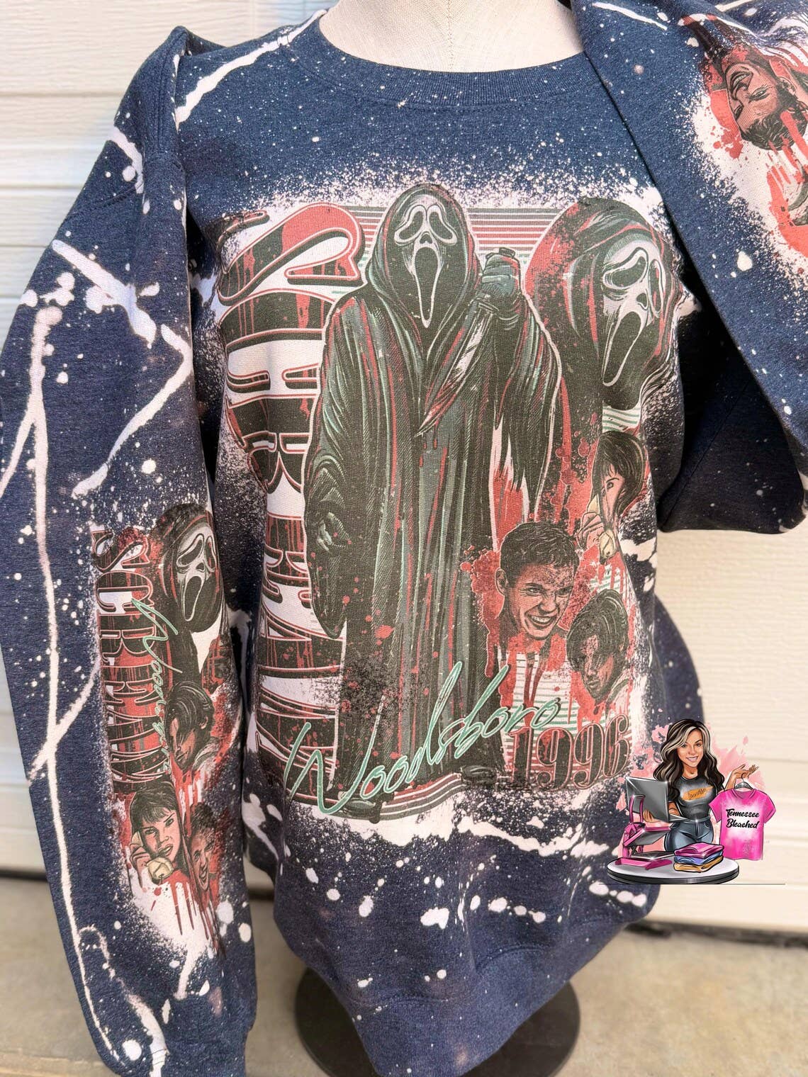 Tennessee Bleached - Wholesale Graphic Sweatshirt - Women's - Scream | Ghostface | Halloween Sweatshirt0