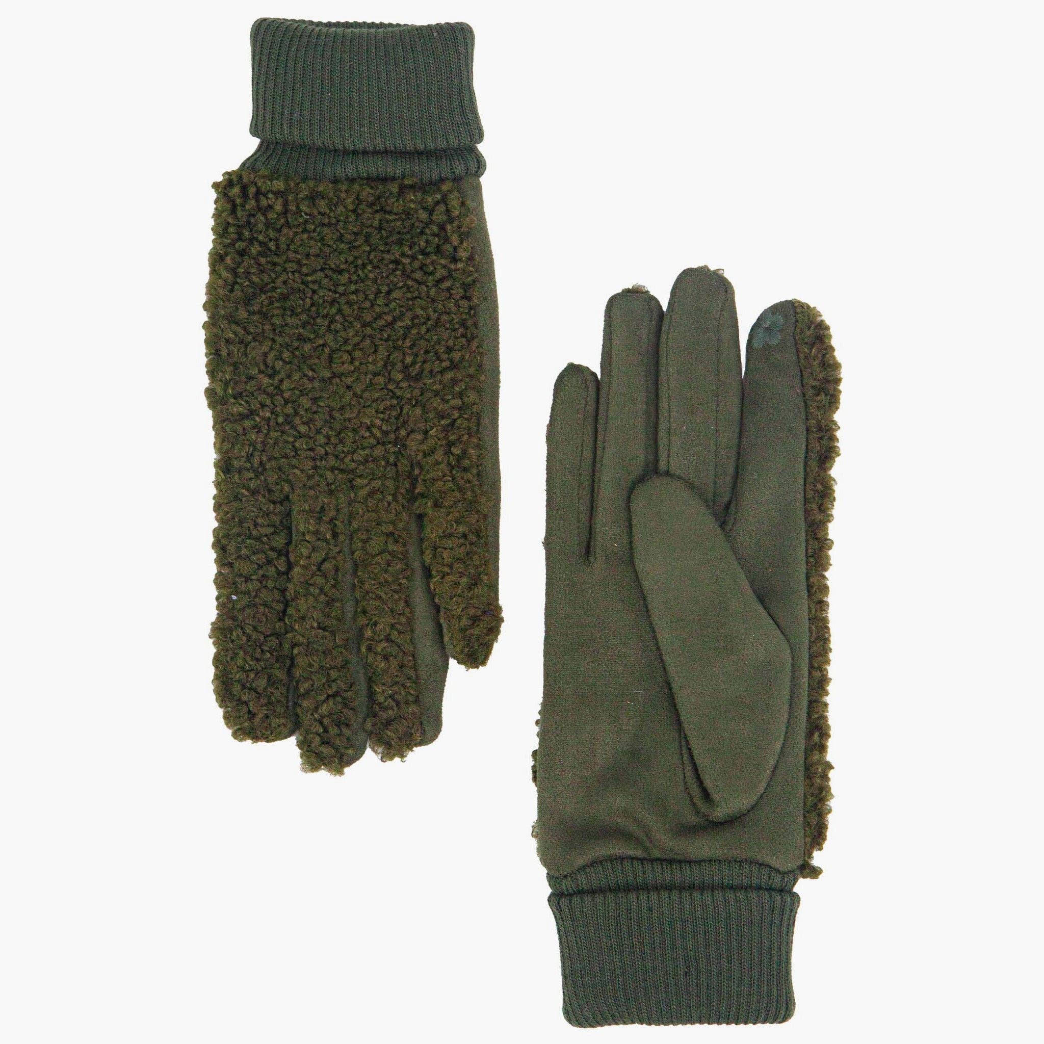 Sarta Accessories – wholesale Gloves – Women's – Winnie Khaki Borg Fleece Gloves2