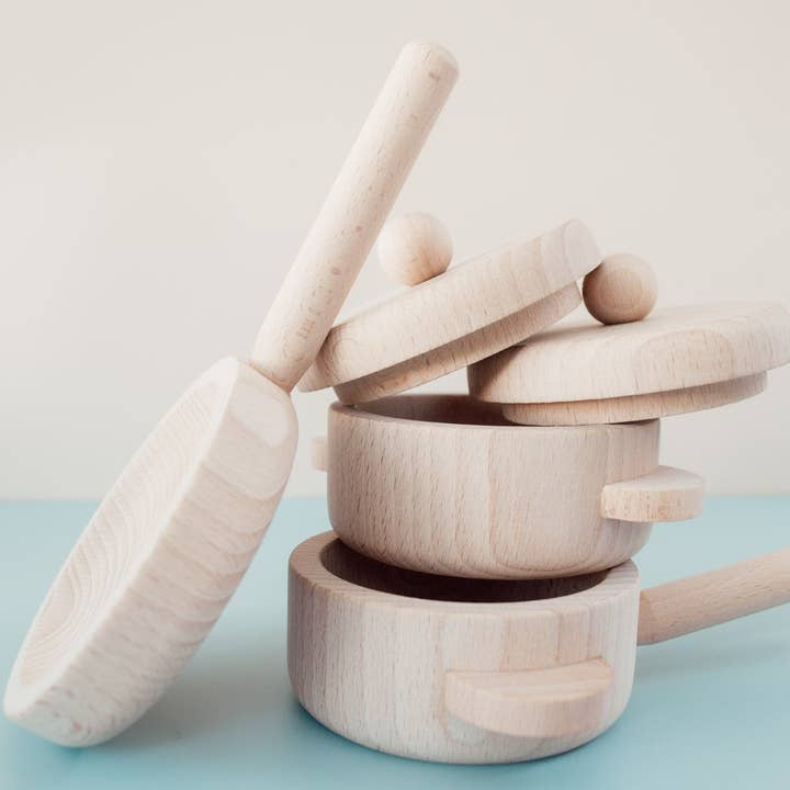 Petit Abode - Wholesale Wood Toy - Kids - Wooden Pots & Pans Set