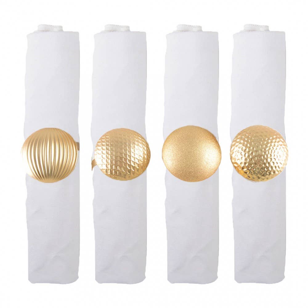 AULICA - Wholesale Napkin Ring - Set of 4 matte gold button napkin rings0