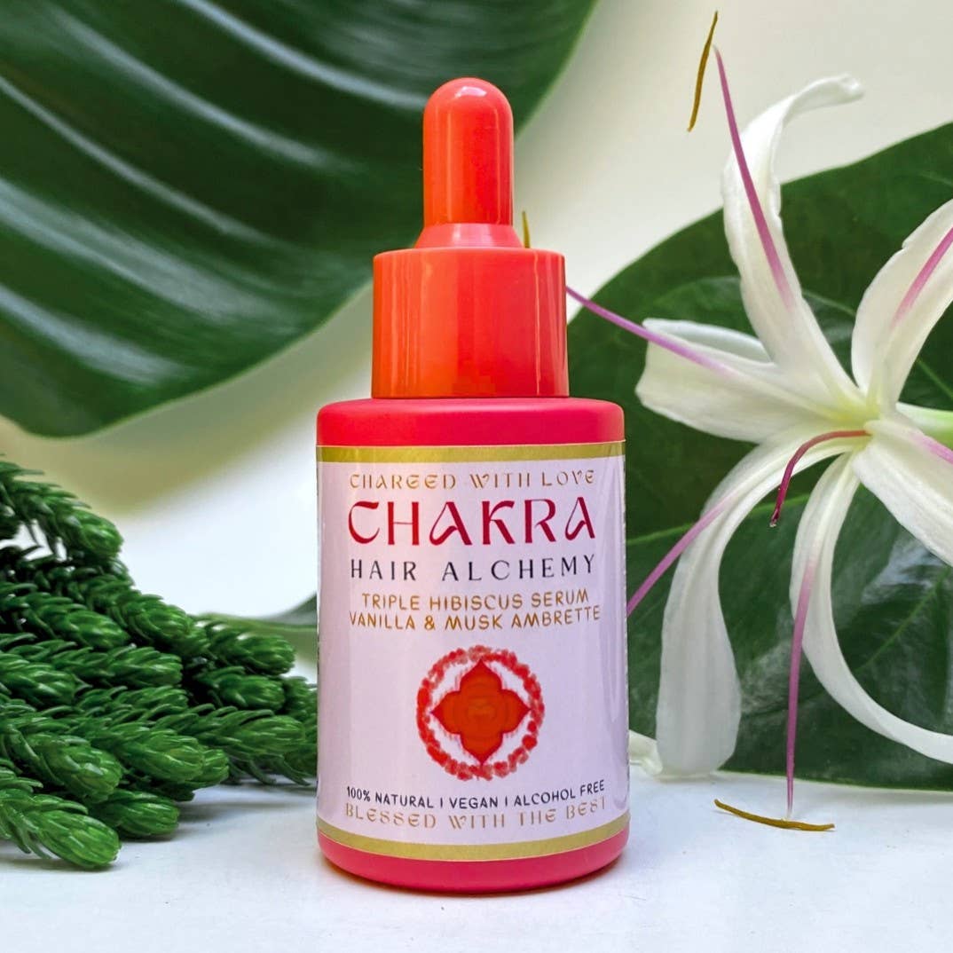 The Sacred Essence - Wholesale Hair Serum - CHAKRA - Hibiscus Trinity Ayurveda Hair Serum10