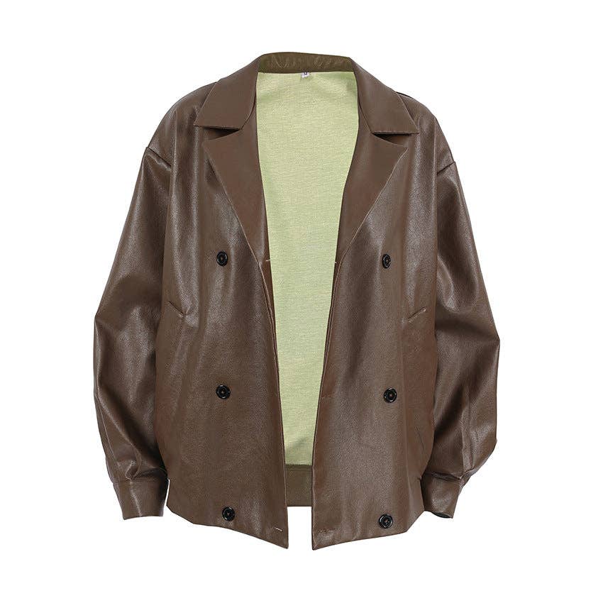 world apparel - Wholesale Leather Jacket - Women's - 2025 Vintage Brown Leather Winter Jacket Timeless Chic3