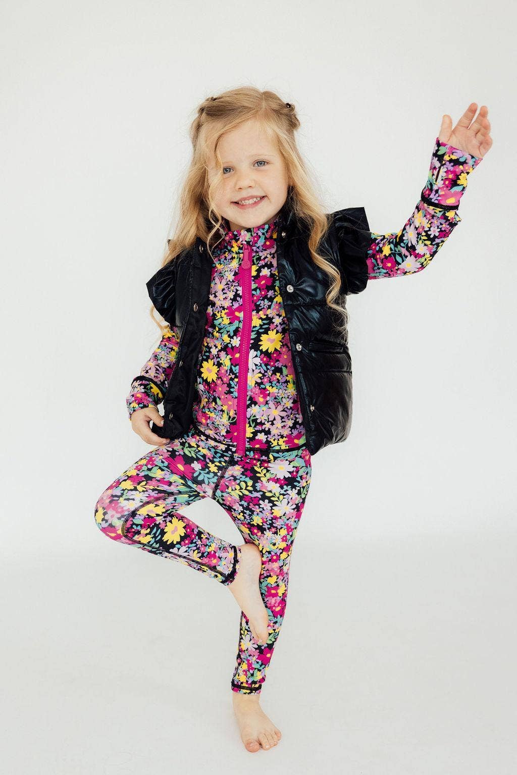 Mila & Rose - Wholesale Outerwear Vest - Kids - Black Checker Puffer Vest0