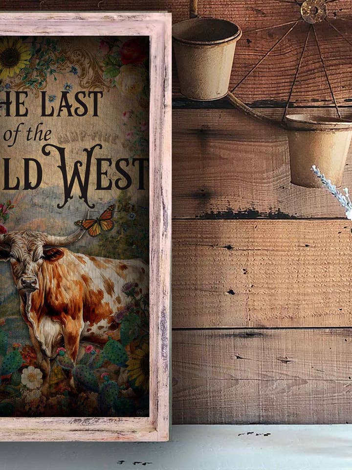 «Lo último del Viejo Oeste», lienzo rectangular grande de 18 x 36 pulgadas para venta al por mayor de TroubleMaker Trading Company