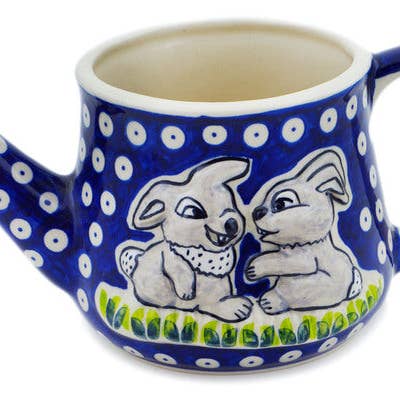 Watering Can 23 oz Blue Eyed Beauty Theme for wholesale by Polmedia Polish Pottery