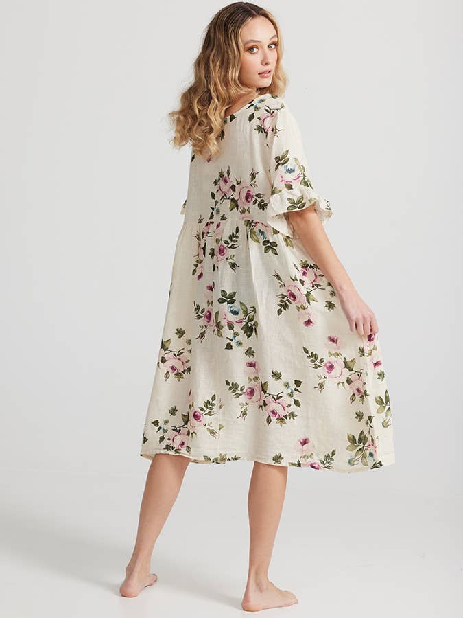 Miss Rose Sister Violet - Wholesale Dress - Women's - WOMEN'S - AUDREY FLORAL LINEN DRESS14