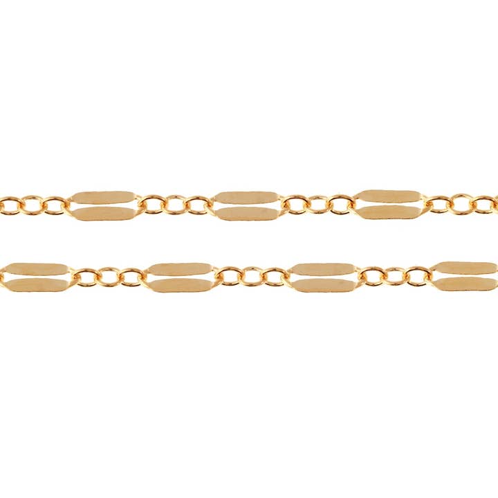 14Kt Gold Filled Dapped Long And Short Chain 5.2x2.4mm - 5ft for wholesale by Plazko