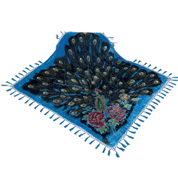1705 - Écharpe carrée en velours en forme de paon pour la vente par Western Fashion