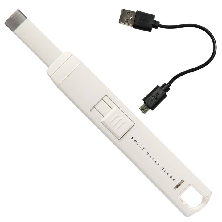 Slate White Large Rechargeable Electric Lighter for wholesale by Sweet Water Decor