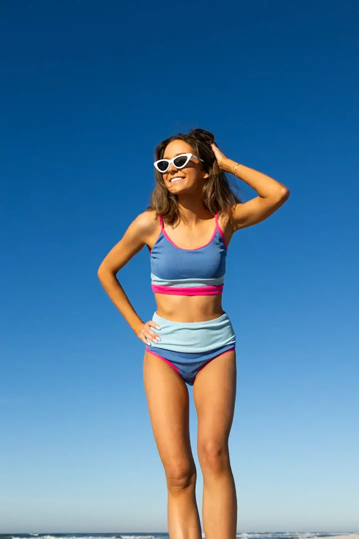 The Lola Blue Color-Block Swim Set for wholesale on Faire9
